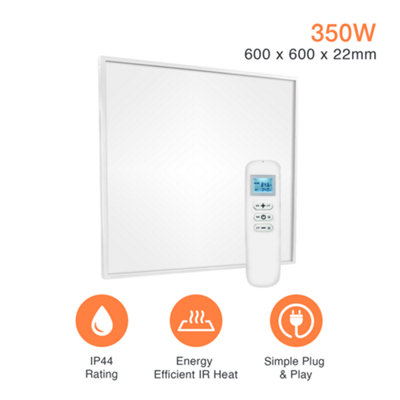 Mirrorstone 350W Nexus Wi-Fi Infrared Heating Panel With White Frame For Ceiling Installation (With Suspension Kit)