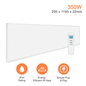 Mirrorstone 350W UltraSlim Nexus Wi-Fi Infrared Heating Panel With White Frame For Ceiling Installation (With Suspension Kit)