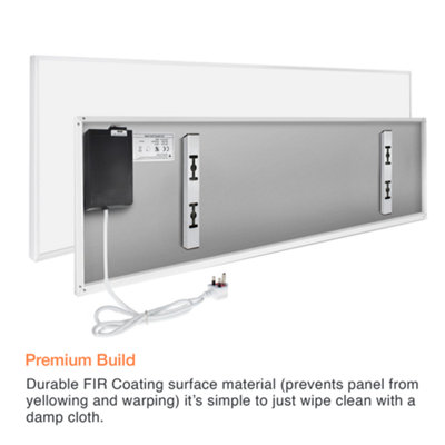 Mirrorstone 350W UltraSlim Nexus Wi-Fi Infrared Heating Panel With White Frame For Wall Installation