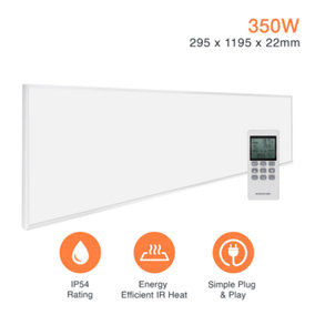 Mirrorstone 350W UltraSlim NXT Gen Infrared Heating Panel For Ceiling Installation (With Suspension Kit)