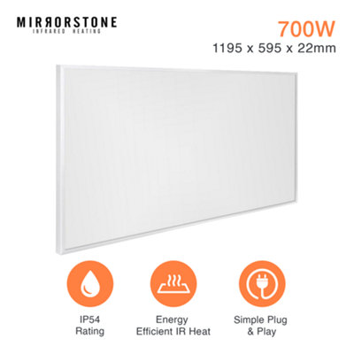 Mirrorstone 700W Classic Infrared Heating Panel With White Frame