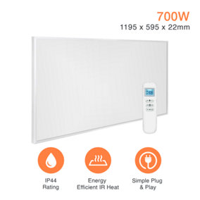 Mirrorstone 700W Nexus Wi-Fi Infrared Heating Panel With White Frame For Ceiling Installation (With Suspension Kit)