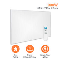 Mirrorstone 900W Nexus Wi-Fi Infrared Heating Panel With White Frame For Wall Installation