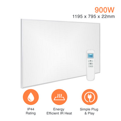 Mirrorstone 900W Nexus Wi-Fi Infrared Heating Panel With White Frame For  Wall Installation | DIY at Bu0026Q