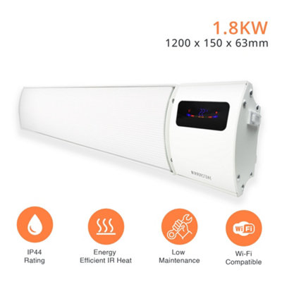 Mirrorstone - Helios - White  - Bar- FIR Coated Aluminium - 1800w WIFI  Infrared Heater Price Comparisons | Compare The Build