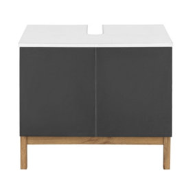 Mirza sink cabinet with 2 doors in white / anthracite / oak
