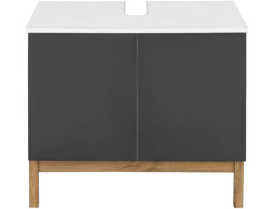 Mirza Sink Cabinet with 2 Doors White/Anthracite/Oak