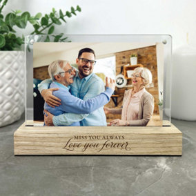 Miss You Always Memorial Photo Frame - Wooden Base, Fits 6x4 Photo, Magnetic Acrylic Sheets
