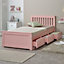 Mission Solid Wooden Storage Bed Frame 3ft Single - Pink