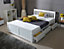 Mission Style Solid Wood Storage Bed Frame - White 4ft6 Double