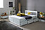 Mission Wooden Bed, Pine Guest Bed with Under Bed Storage Drawers and Slatted Headboard - White 4FT