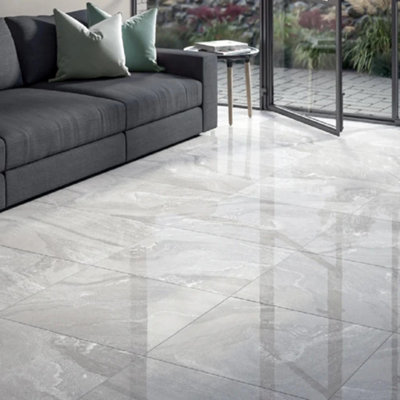 Mist 3D Light Grey Fog Polished Porcelain Tiles 60cmx60cm - Pallet 25m2 ( 70 Tiles)