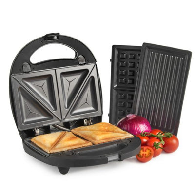 MisterChef 3 in 1 Sandwich Toaster Panini Press Waffle Maker with Removable Plates Dishwasher Safe