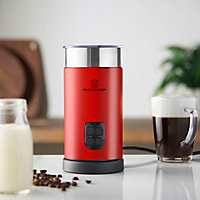 MisterChef Large Red Fast 550W Automatic Milk Frother, Hot & Cold Milk Functionality, 240ml Milk Heating / 115ml Milk Frothing