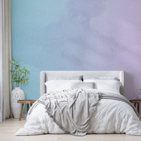 Misty Blue & Purple Watercolour Gradient Wallpaper Mural - Peel & Stick Wallpaper - Size Medium (400 x 250 cm)