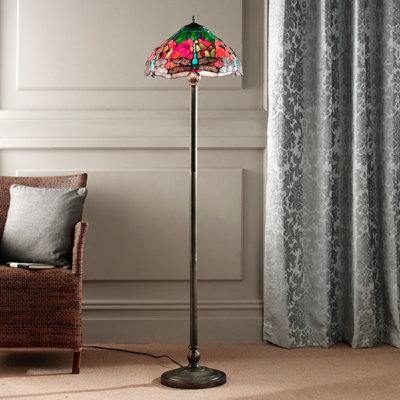 Mitcham Tiffany Style Stained Glass Shade 150 cm Floor Lamp With ...