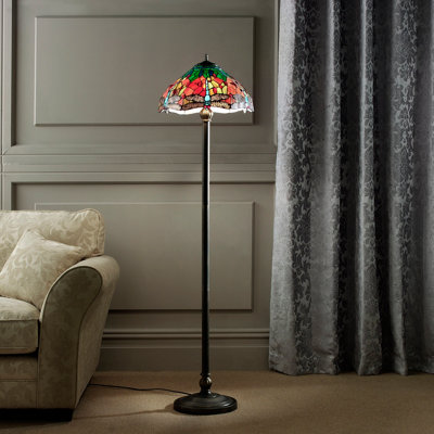 Mitcham Tiffany Style Stained Glass Shade 150 cm Floor Lamp With ...
