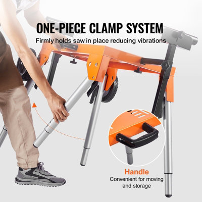 Miter Saw Stand with Tabletop and Wheels, 330lbs Load Capacity Steel ...
