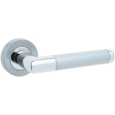 Mitred Door Handle on Rose - Polished and Satin Chrome Finish - Interior Handle