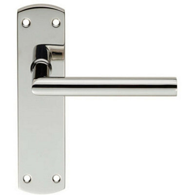 Mitred Lever Door Handle on Latch Backplate 172 x 44mm Polished Steel Price Comparisons | Compare The Build