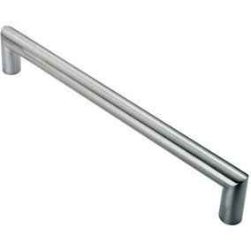 Mitred Round Bar Pull Handle 106 x 10mm 96mm Fixing Centres Satin Steel