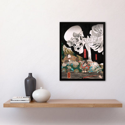 Mitsukuni Defying the Skeleton Specter Kuniyoshi Framed Wall Art Print A3