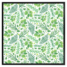 Mixed green leaves (Picutre Frame) / 16x16" / White