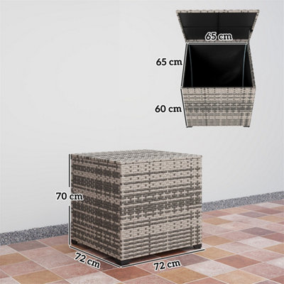 Mixed Grey 253L Rattan Garden Storage Box with Zipped Liner