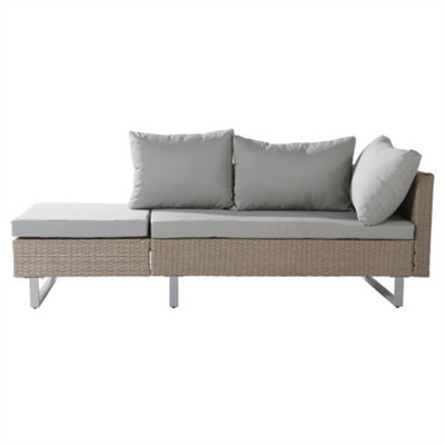 Mixed Khaki Rattan Corner Sofa Set,Industrial Style,with Coffee Table,Garden Furniture Set,Anti-UV Cushions Removable Covers,Khaki