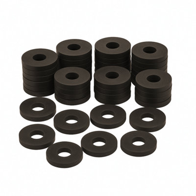 Mixed Tap Washer Set 3 Sizes 30 Pack 3/8 1/2 19mm Replacement Rubber Washers for Taps Plumbing Repairs and Maintenance