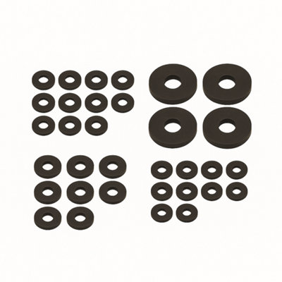 Mixed Tap Washer Set 3 Sizes 30 Pack 3/8 1/2 19mm Replacement Rubber Washers for Taps Plumbing Repairs and Maintenance