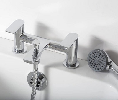 Mixer Bath Filler Tap Set Bathroom Modern Waterfall Chrome - 3