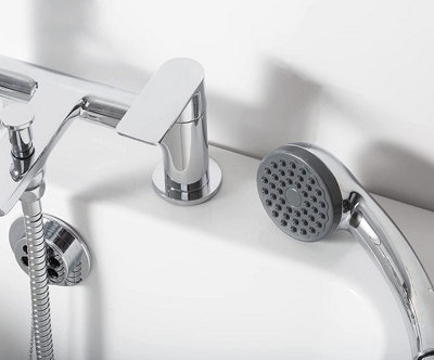 Mixer Bath Filler Tap Set Bathroom Modern Waterfall Chrome - 4