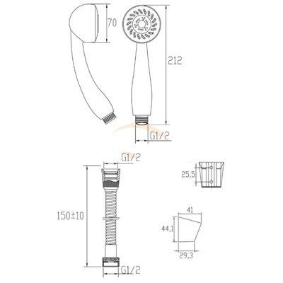 Mixer Shower Chrome Hose Set 3 Function Shower Head + 150cm Hose +Wall Bracket
