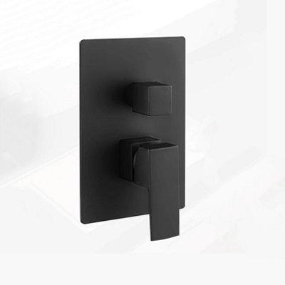 Mixer Valve Brass Internal Square 2 Way Black Matt Concealed Shower