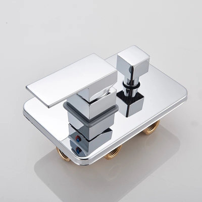 Mixer Valve Brass Internal Square 2 Way Chrome Concealed Thermostatic Shower - 6