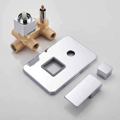 Mixer Valve Brass Internal Square 2 Way Chrome Concealed Thermostatic Shower - 7