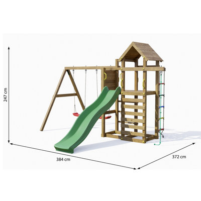 Mixter play centre with double swing, climbing ladder, climbing rope and slide