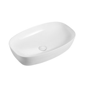 Miyagi Gloss White Ceramic Rectangular Counter Top Basin (W)600x(D)380mm