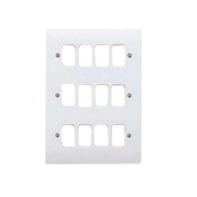 MK Electric 12 Module Frontplate White Grid Plus Range 206mm x 146mm K3639WHI
