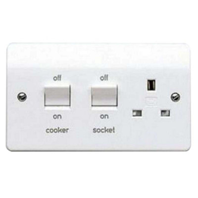 MK Electric Cooker Control Unit White Double Pole 45 Amperes 2 Gang K5060WHI