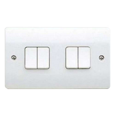 MK Electric Logic Plus Light Switch White 10 Amp 4 Gang Single Pole K4874WHI