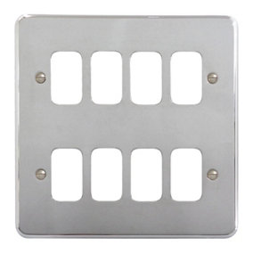 MK K3438PCR Albany Plus Grid Switch Cover Plate - Polished Chrome - 8 Gang
