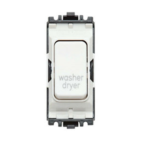 MK K4896WDRWHI Grid Plus Grid Switch 20 amp Double Pole (White) marked washer dryer