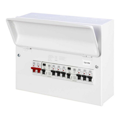 MK Y8664SMET Flexible HI-Integrity Dual RCD Metal Consumer Unit with Main Switch - 6 Way