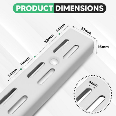 MKGT 710mm Twin Slot Uprights - White Genuine 32mm Adjustable Wall ...