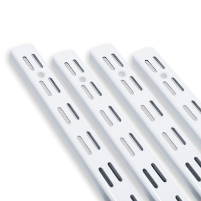 MKGT 710mm Twin Slot Uprights - White Genuine 32mm Adjustable Wall Shelving System (Pack of 4)