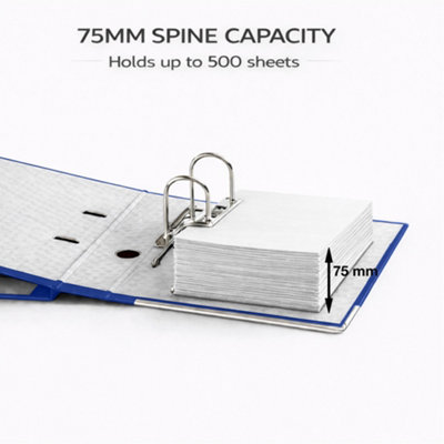 MKGT Blue A4 Lever Arch Files 75mm Spine Ring Binder Folder Office ...