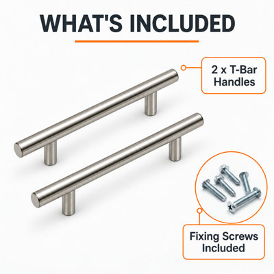 MKGT Brushed Steel T-Bar Kitchen Cabinet Handles 224mm Hole Centres ...