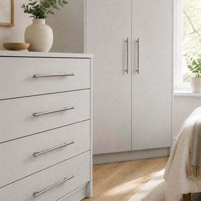 MKGT Brushed Steel T-Bar Kitchen Cabinet Handles 224mm Hole Centres ...